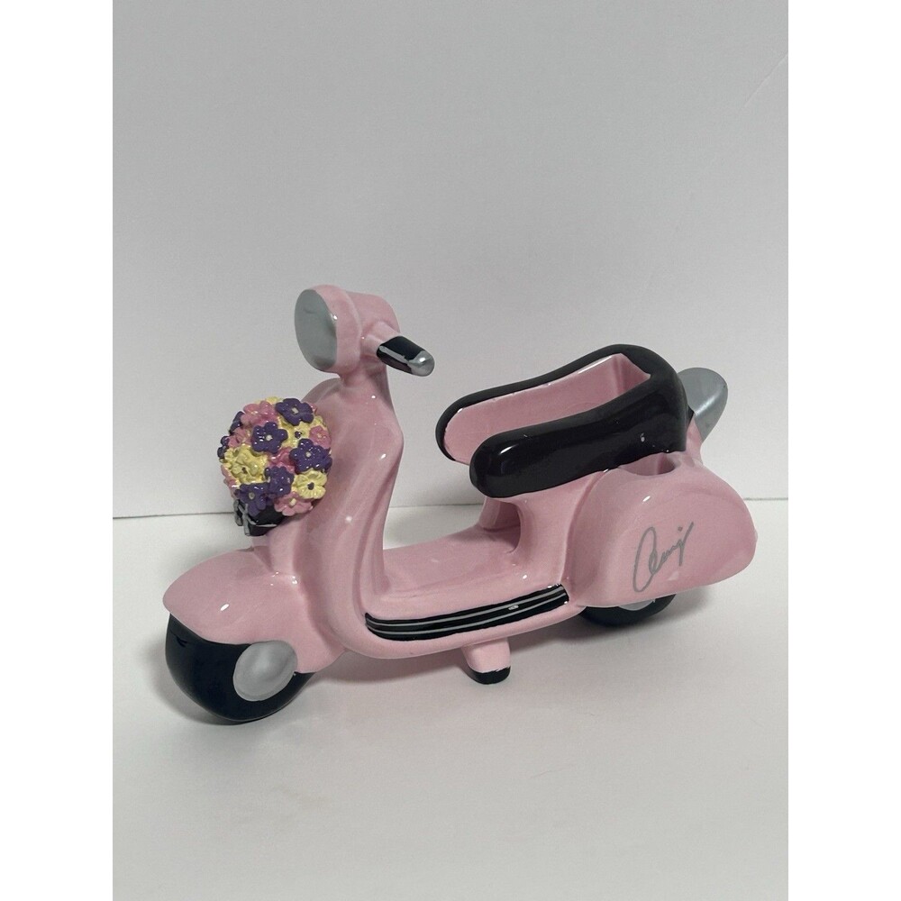 Pink Ceramic Scooter Trinket Holder Floral Decor On The Go Spring Shelf Decor